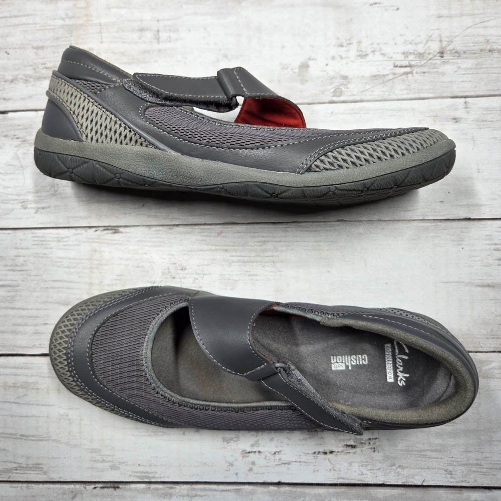 Clarks‎ Sillian Tino Mary Jane Flat Sporty Walking Womens 8 Grey Mesh 26120920